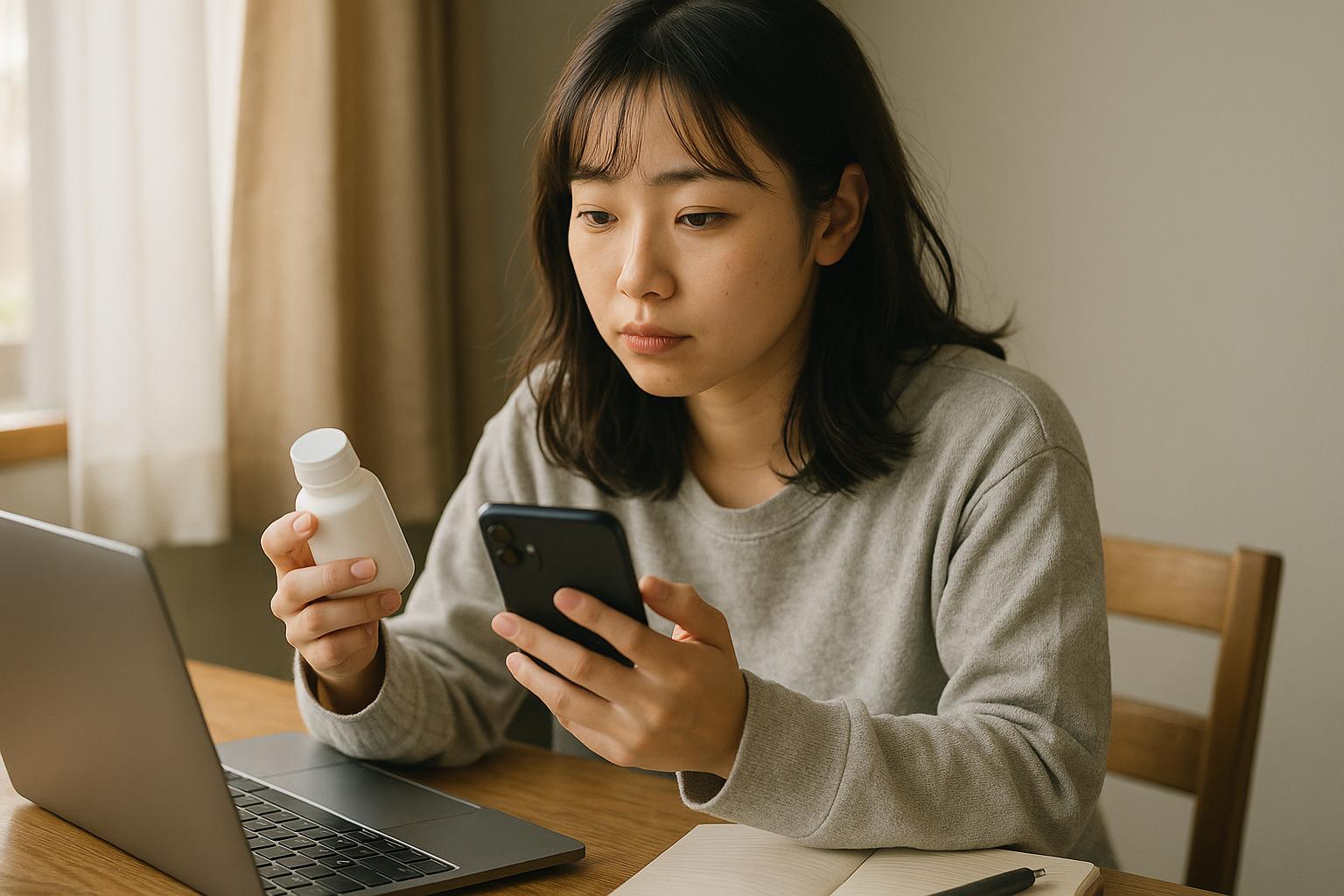 商品を比較検討する女性
